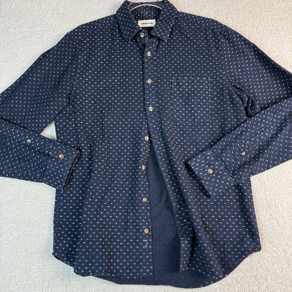 Taylor Stitch The California Shirt Indigo Pyramid Pattern Men's 40 Medium $125 - Picture 3 of 9